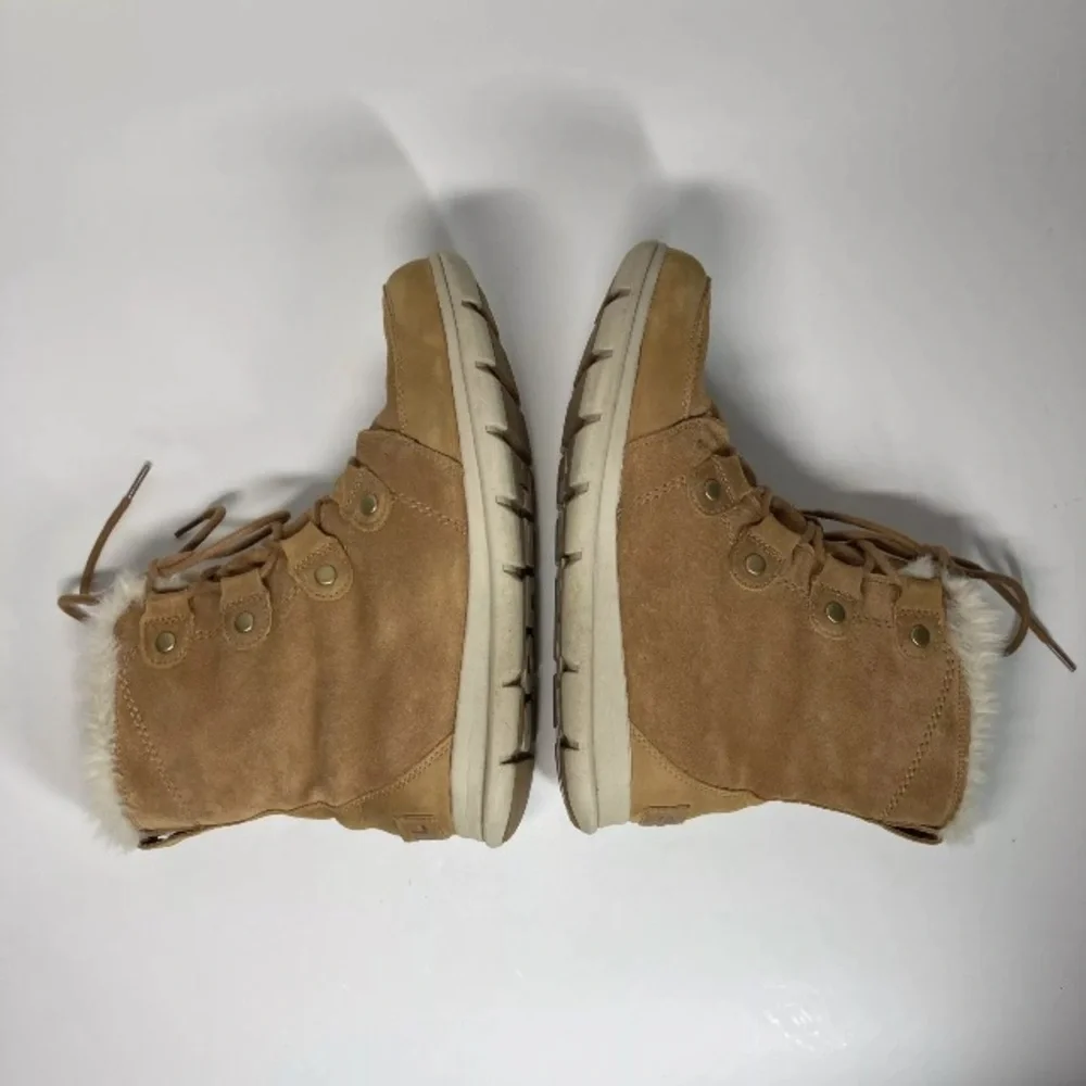 Sorel Explorer Next Joan Boots Womens 10 Waterproof Tan Suede faux fur lining